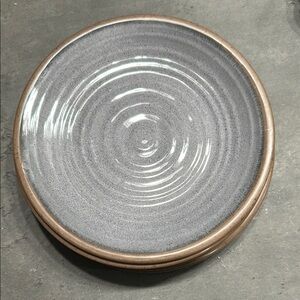 Crate&Barrel Blue/Gray and Brown Melamine outdoor  Salad Plates